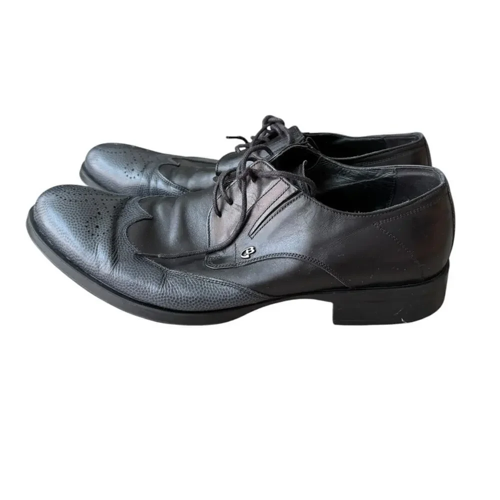 DINO BIGIONI Men’s Black Leather Oxford Shoes sz 42